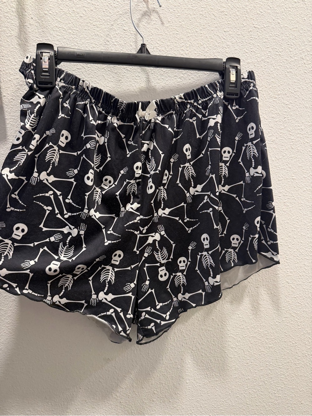 Women's Black Skeleton Print Lounge Shorts
